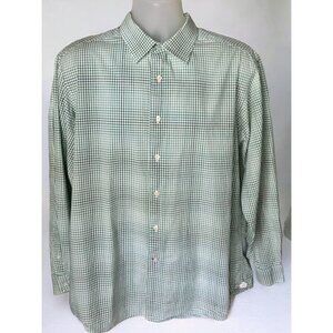 Cremeux Collection Green White Gingham Long Sleeve Button Down Dress Shirt XL
